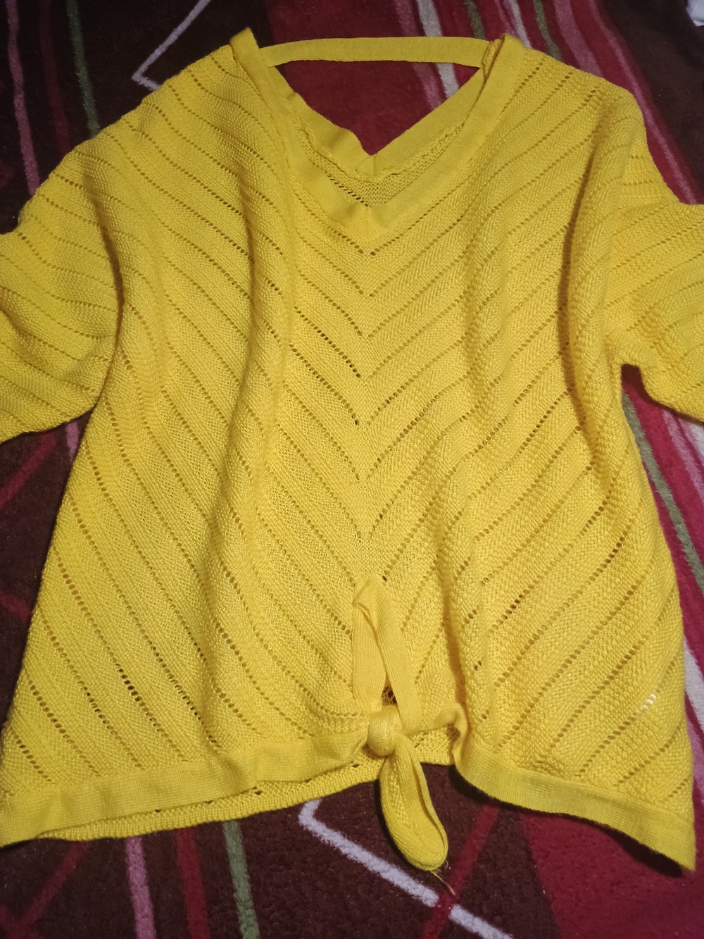 Lily Rose Yellow V-Neck Tie-Front Sweater